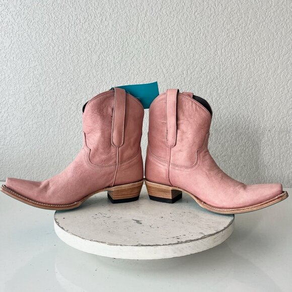Lane EMMA JANE Womens Cowboy Bootie 7 Pink Leather Western Cowgirl Ankle Boots - Picture 7 of 12